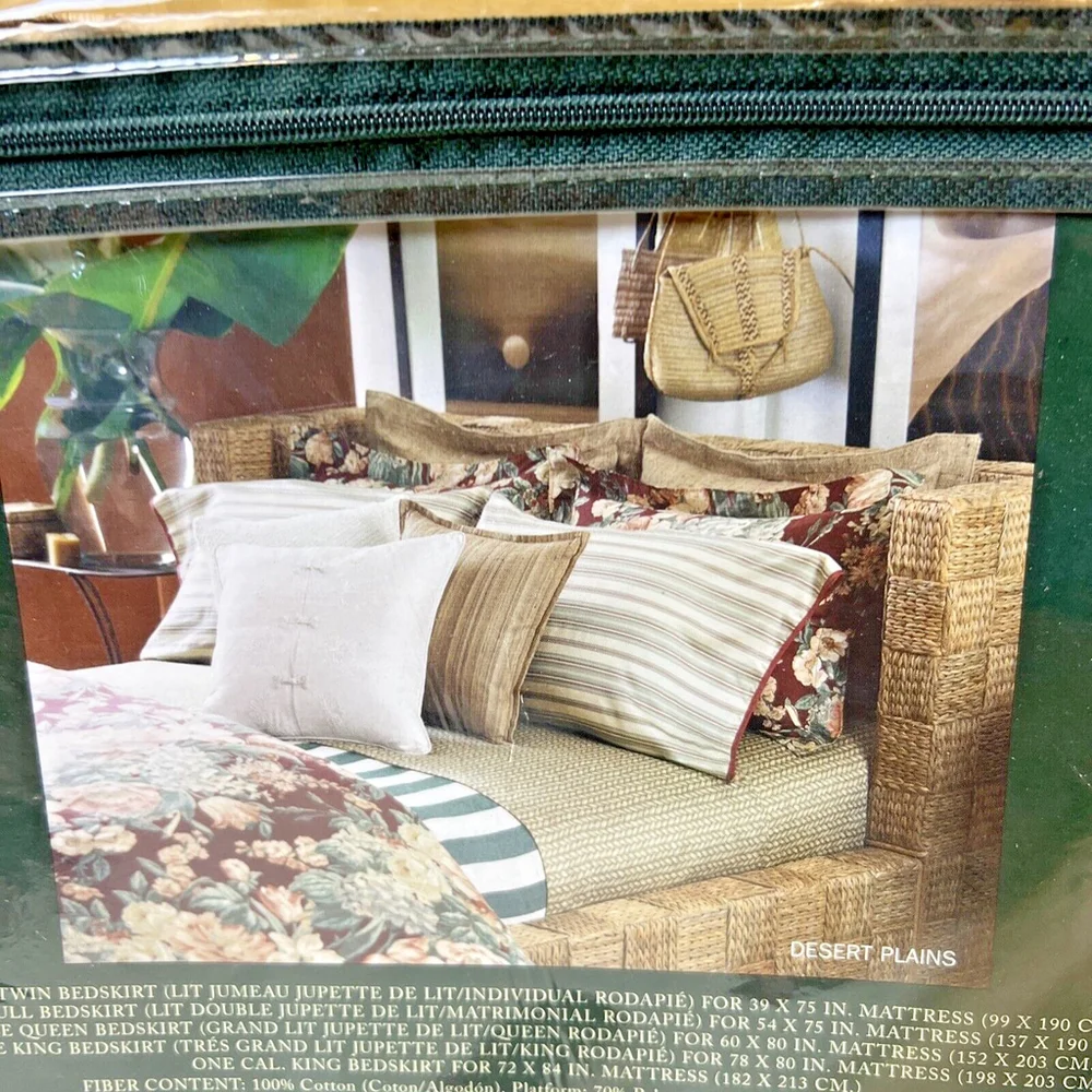 Ralph Lauren Desert Plains Wicker Sand Brown King Bed Skirt Southwestern New